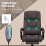 6-Point Massage Office Chair, PU Leather Desk Chair with Adjustable Height and Footrest for Home Office, Brown Image 3