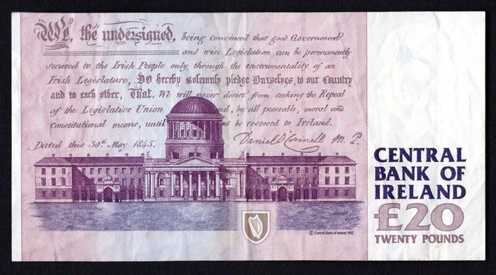 1996 Ireland IR20 Daniel O Connell Banknote Series C. Note issued 18/08/96. Serial number BIB671126