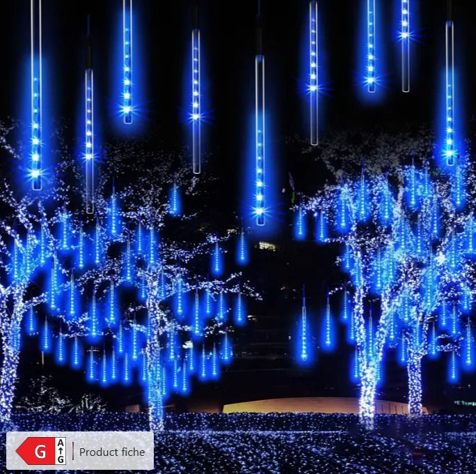 Ice Blue & white tubes meteor shower lights USB power supply