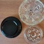Vintage Glass vase and frog lid, on black ceramic base Image 4