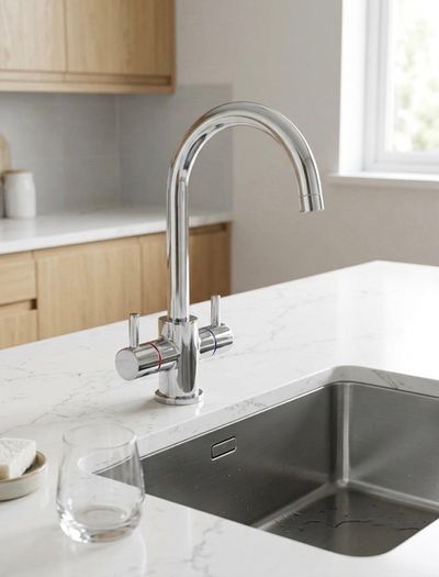 Kitchen tap dual-lever mono mixer chrome