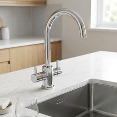 Kitchen tap dual-lever mono mixer chrome