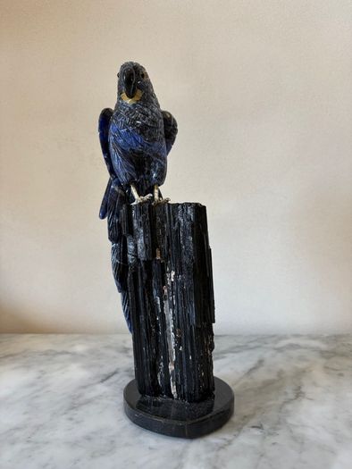 Large Hand-Carved Blue Sodalite Macaw