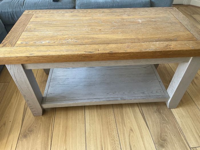 Solid wood grey and oak dining room set