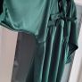MADE IN ITALY bottle green silk style pussy bow longline blouse Sz XL (Fit 16-20UK) - Bnwot - Rrp 44.95 Image 8