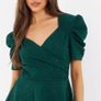 Quiz Green Glitter Wrap Peplum Top. Size 14. New Image 2