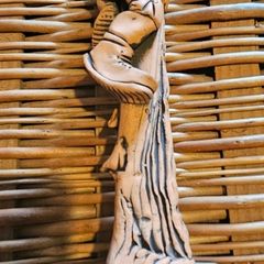 A terracotta sculpture of a hill walker by Irish artist Ronnie Fulton.