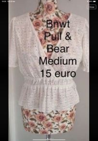 top Bnwt pull & bear short sleeve lace top