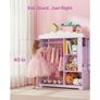 Kids Dress Up Storage, with Jewelry Cabinet, Dress Up Closet with Mirror and Shelves, Princess Costumes Wardrobe Closet, Toddler Costume Organizer Armoire, for Bedroom, Kids Room, Girls, Purple Image 3