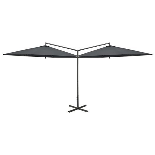Double Parasol with Steel Pole Anthracite 600 cm