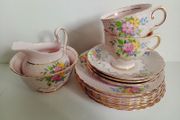 Vintage china tea set, Tuscan china , pink china lot