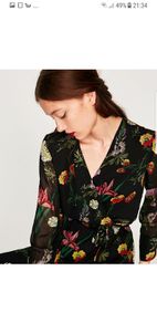 ZARA  black dress floral print wrap around S