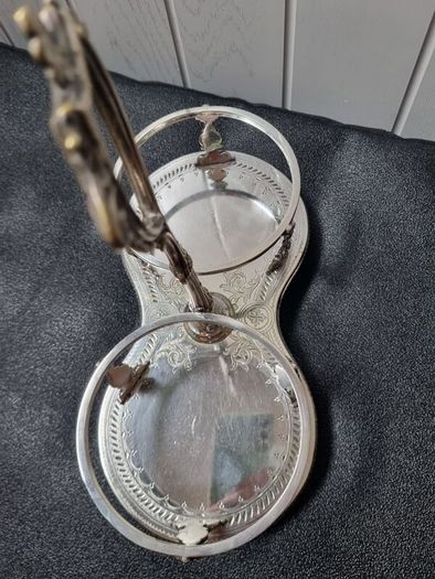 Antique 1868 Silver Plated Twin Wine Bottle Coaster Stand Holder Carrier