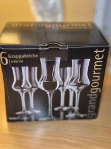6 Grappa Gourmet Glasses, New, Boxed, AV