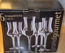 6 Grappa Gourmet Glasses, New, Boxed, AV
