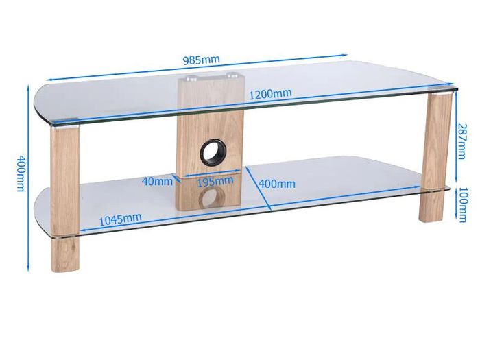 Alphason Century 1200 Tv Stand - Walnut & Clear Glass | Adce1200-wal
