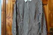 Zara Brown &amp; White Stripe Shirt- Classic  button blouse -Large