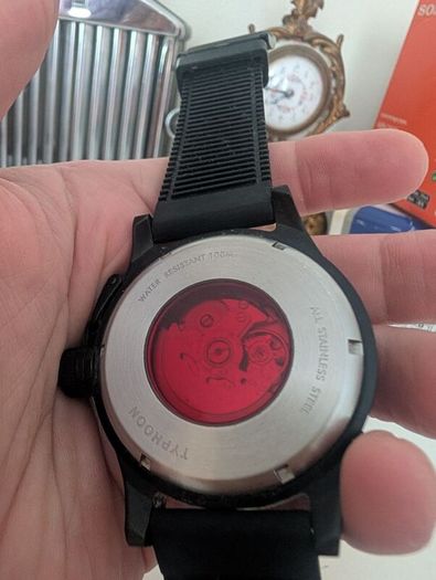 (USSR) Typhoon Automatic Men Watch with Black Dial and Black Rubber Strap