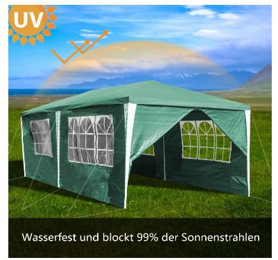 3 x 6 m Gazebo  Party Tent  Garden Gazebo with 6 Side Panels for Wedding Party, Garden Camping