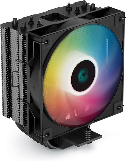 Ag400 Bk Argb Cpu Air Cooler All-black 5v-3pin Sync 220w Tdp 6mm X 4 Copper Heat Pipes With 120mm Fan Pwm 2000rpm 75.89cfm For Intel Lga 1700/1200/1151/1150/1155 Amd Am5/am4