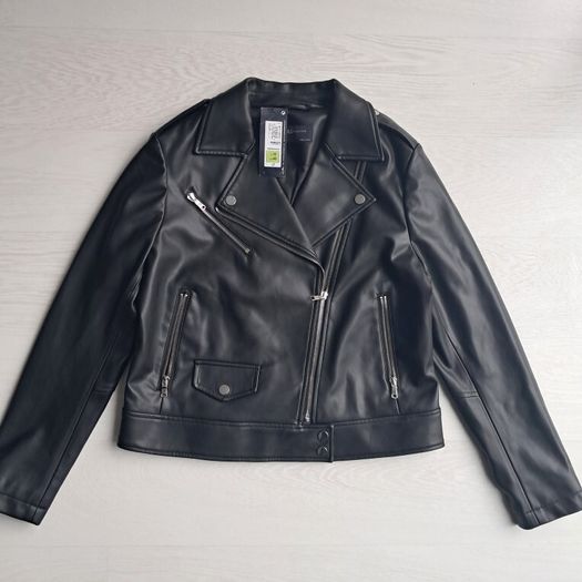 M&S Black  faux leather jacket. Size UK 10 12 M .New