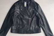 M&amp;S Black  faux leather jacket. Size UK 10 12 M .New