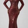 beautiful dress sequins burgundy evening maxi long sleeve prom dress  New sequins dress  Elegant  Maxi dress Long sleeve  For evening, Prom, Party wear Image 4