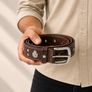 Brown Genuine Leather Stud Belt, Handmade Leather Belt, Vintage Rivet Bel Image 9
