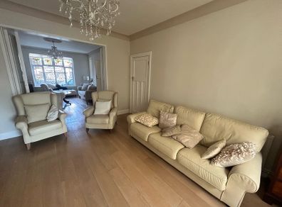 cream leather 3 piece suite