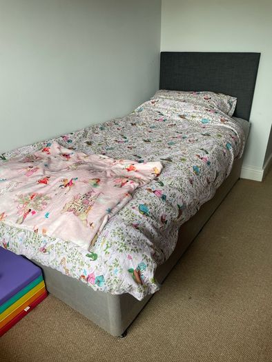 Single bed upholstered base and headboard