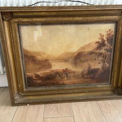 Antique pair wooden gilt picture frames