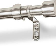 Extendable Metal Curtain Pole with Brackets - 83 to 120cm - Brushed Nickel - 1x Modular Long Telescopic Adjustable Bay Window Bedroom Door Rod Rail for Eyelet & Rings Curtains