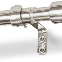 Extendable Metal Curtain Pole with Brackets - 83 to 120cm - Brushed Nickel - 1x Modular Long Telescopic Adjustable Bay Window Bedroom Door Rod Rail for Eyelet & Rings Curtains