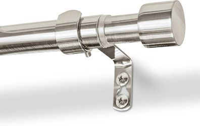 Extendable Metal Curtain Pole with Brackets - 83 to 120cm - Brushed Nickel - 1x Modular Long Telescopic Adjustable Bay Window Bedroom Door Rod Rail for Eyelet & Rings Curtains