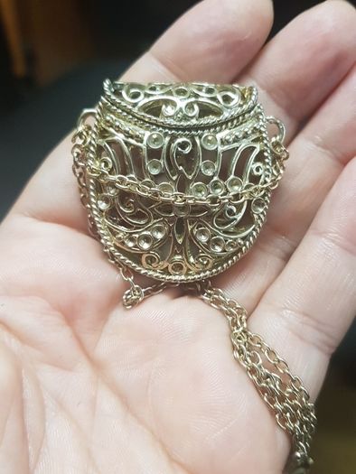 Vintage silver pouch necklace