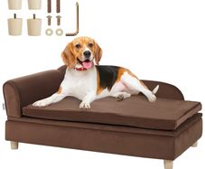 Large Pet sofa dog bed Dog Couch for Large-Sized Dogs and Cats, Soft Velvety Dog Sofa Bed, 110 lbs Loading Cat Sofa, Grey