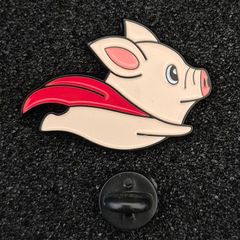 Flying pig , pin back badge.