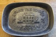 Vintage Wilton Pewter Bless This House Tray Dish Bread Plate - Mount Joy PA Mark