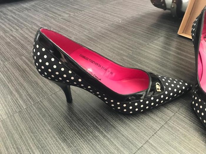 Vintage Unworn Red or Dead Polka Dot Heels & Clutch