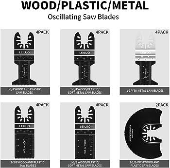 FREE EXPRESS SHIPPING 24 PC Multitool Blades LEILUO Oscillating Saw Blades for Wood Metal Plastics Quick Release Oscillating Tool Blades Kit Fit Dewalt Worx Rockwell Milwaukee Makita Ryobi Silverline Black Decker etc