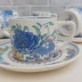 Beautiful and Rare Masons Patent Ironstone Set of Six Straight Sided Coffee/Tea Cup and Saucer Duos in the Regency Pattern, Circa 1950 Image 6