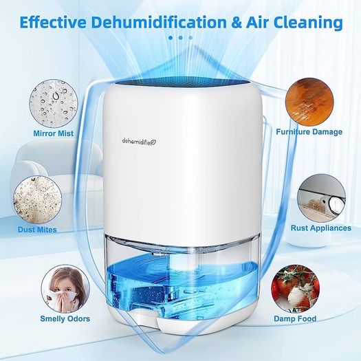 Dehumidifier 1000ml, Dehumidifiers for Home, Auto Off&Coloured LED Light, Peltier Technology Update, Portable and Ultra Quiet, Dehumidifiers for Drying Clothes, Bedroom, Bathroom, Wardrobe (FREE SHIPPING)