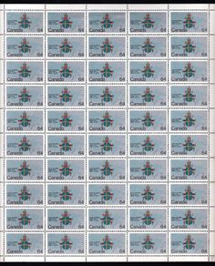 1984 Canada Visit of Pope John Paul II from 9-12 September 1984 showing Coat of Arms of Pope John Paul II Commemorative Stamp Sheet of 50 Mint Never Hinged (MNH)