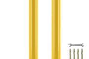 Safety Bollard, 42 Inch Height Bollard Post, 4.5 Inch Diameter Steel Pipe Safety Bollard Post, Yellow Steel Bollard, Steel Safety Bollard with 8 Anchor Bolts