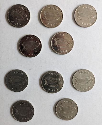 20 Irish Decimal Coins (IR 1 X 10) & (IR 0.50 X 10)