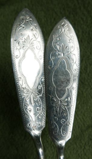 Antique Victorian-era Floral Silver Plate Butter Knifes