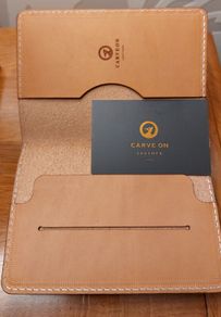 BNIB "Carve On" Tan Leather Passport Holder