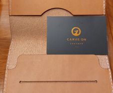 BNIB "Carve On" Tan Leather Passport Holder