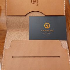 BNIB "Carve On" Tan Leather Passport Holder