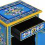 Bedside Cabinet Solid Mango Wood Turquoise Hand Painted Image 5